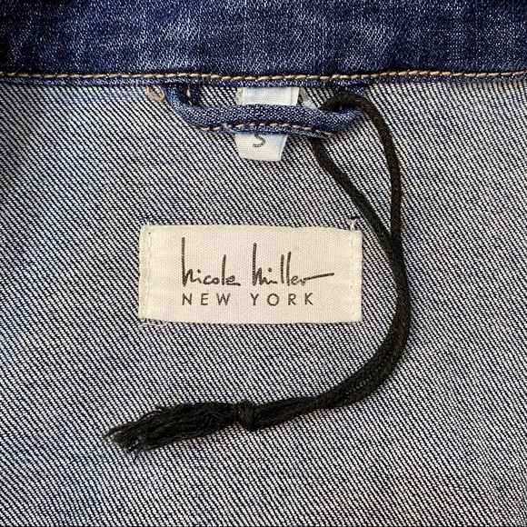NWOT Nicole Miller Cropped Denim Jacket in Mid Blue S - Picture 11 of 13